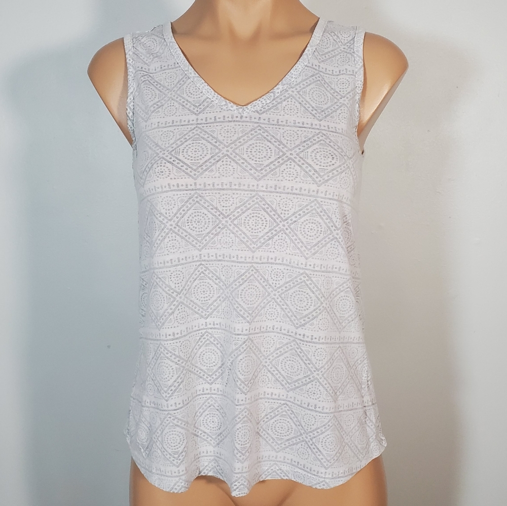 Awake White Geometric Pattern Tank Top